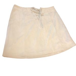 HYFVE Women's Silver Faux Suede High Waist Lace Up A-line Mini Skirt Siz…